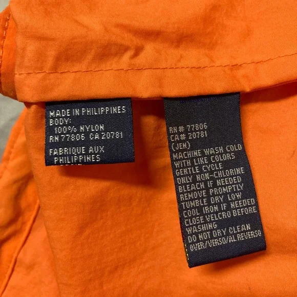 Tommy Hilfiger Mens Orange Anorak Windbreaker Jacket Quarter Zip Hooded XL - Picture 15 of 16